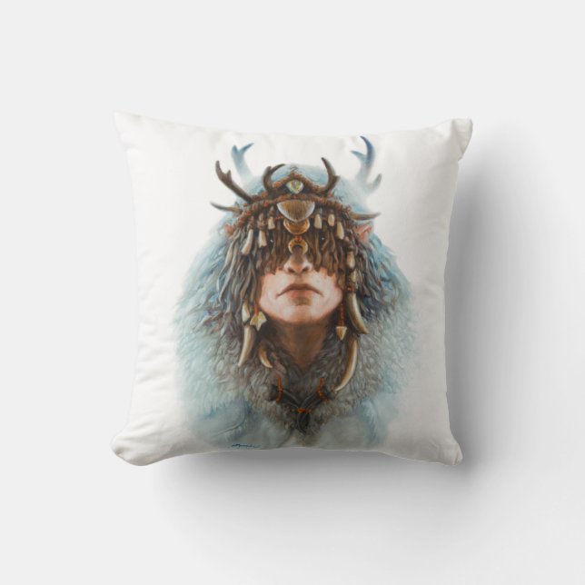 Elf Shaman Throw Pillow (Front)