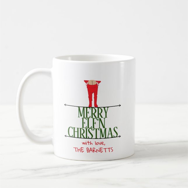 Elf Shenanigans Christmas Greeting Sign Coffee Mug (Left)