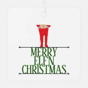 Elf Shenanigans Christmas Greeting Sign Metal Ornament