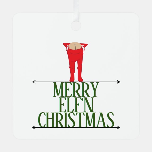 Elf Shenanigans Christmas Greeting Sign Metal Ornament (Front)