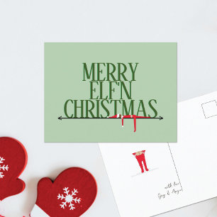 Elf Shenanigans Greeting Sign Christmas Postcard