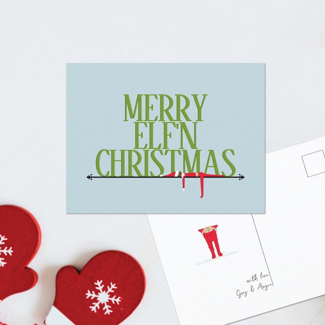 Elf Shenanigans Greeting Sign Christmas Postcard (Creator Uploaded)