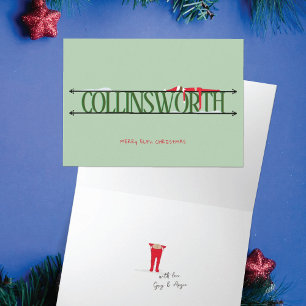 Elf Shenanigans Name Sign Green Folded Card
