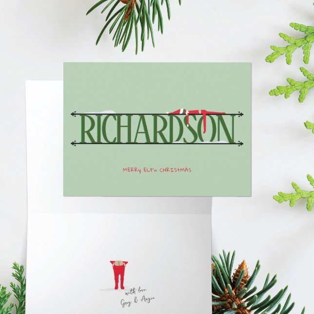 Elf Shenanigans Name Sign Green Folded Card (Creator Uploaded)