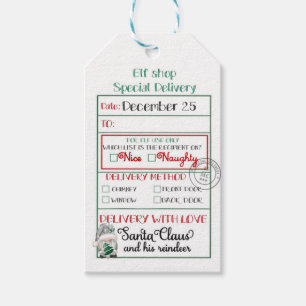  Elf Shop Special Delivery Gnome Nice or Naughty  Gift Tags