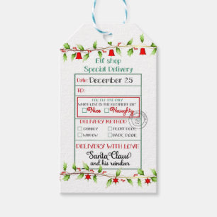 Elf Shop Special Delivery Holly Nice or Naughty Gift Tags