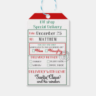 Elf Shop Special Delivery Nice or Naughty Gift Tags