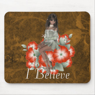 Elf Sitting on Red Flowers Design 1 Mouse Pad