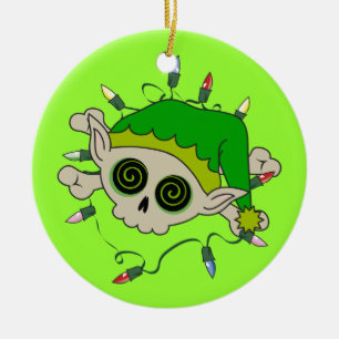 Elf Skull Ceramic Ornament
