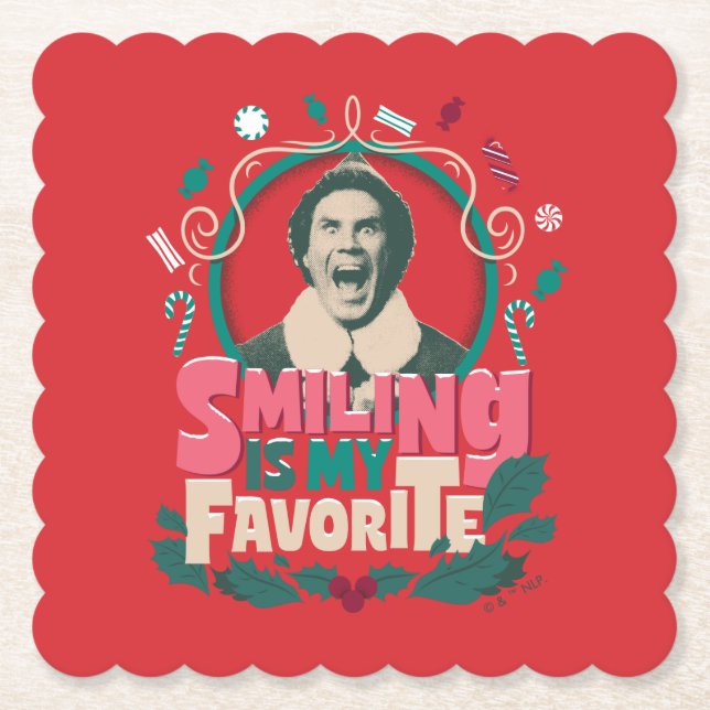 Elf - Smiling is My Favourite Paper Coaster (Front)