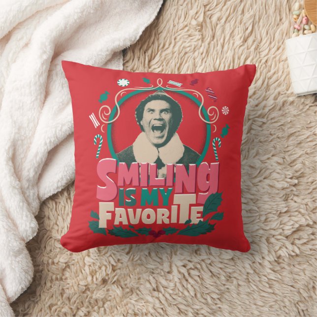 Elf - Smiling is My Favourite Throw Pillow (Blanket)