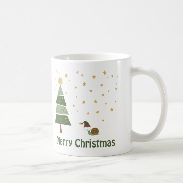 Elf Snail Christmas Scene Coffee Mug (Right)