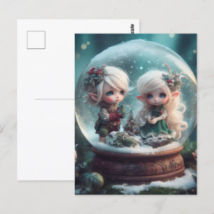 Elf Snowglobe Postcard