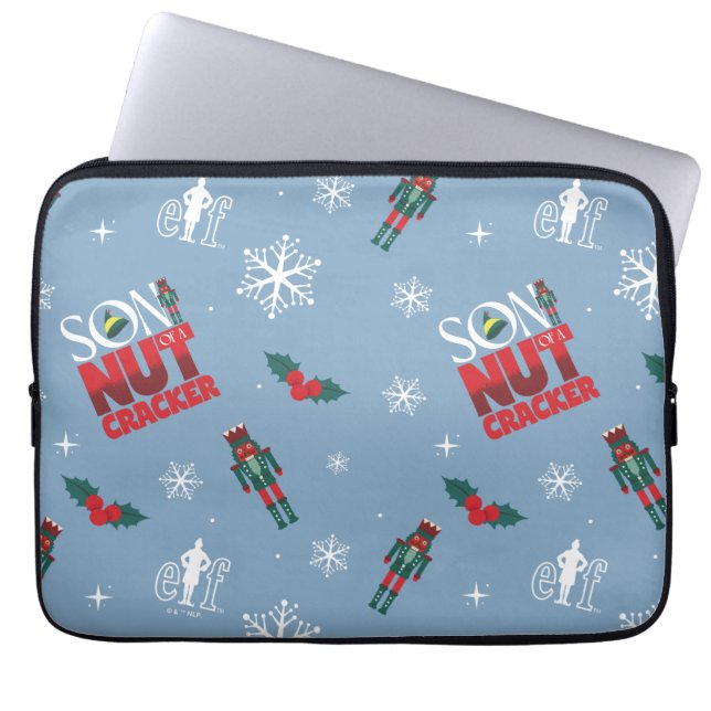 Elf "Son of a Nutcracker" Winter Pattern Laptop Sleeve (Front)