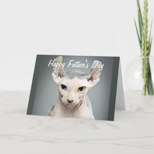 Elf Sphinx Cat Photograph Happy Father's Day Card (Front)