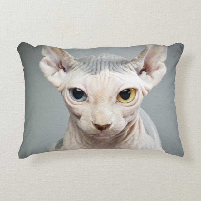 Elf Sphinx Cat Photograph Image Decorative Pillow (Front)