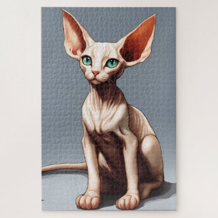 Elf Sphynx Cat Art Cartoon Illustration Jigsaw Puzzle