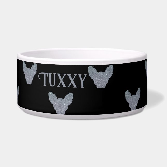 Elf Sphynx Cat Custom Name Ceramic Bowl (Front)