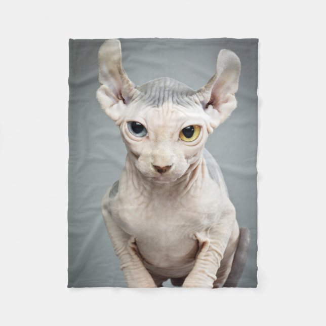 Elf Sphynx Cat Photograph Fleece Blanket (Front)