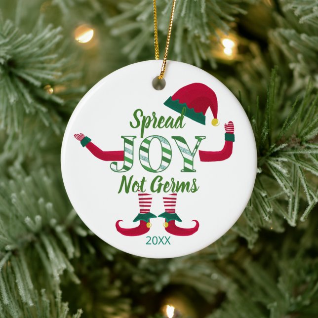 elf spread joy not germs 2020 covid19 memory ceramic ornament (Tree)