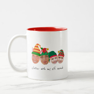 Elf squad 4 photos Christmas Two-Tone Coffee Mug