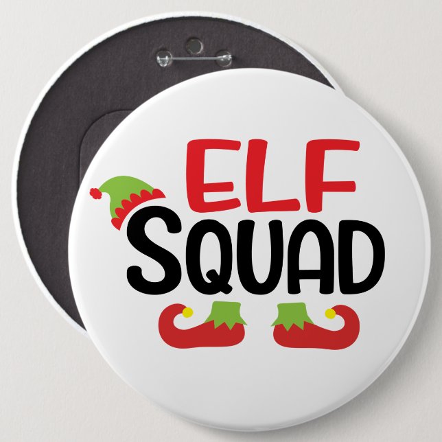 Elf Squad Christmas 6 Inch Round Button (Front & Back)