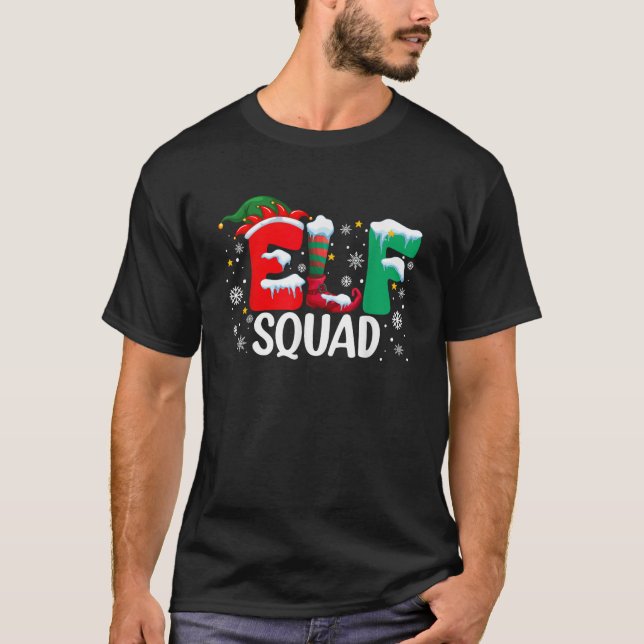 Elf Squad Christmas Family Group Matching Pyjamas  T-Shirt (Front)