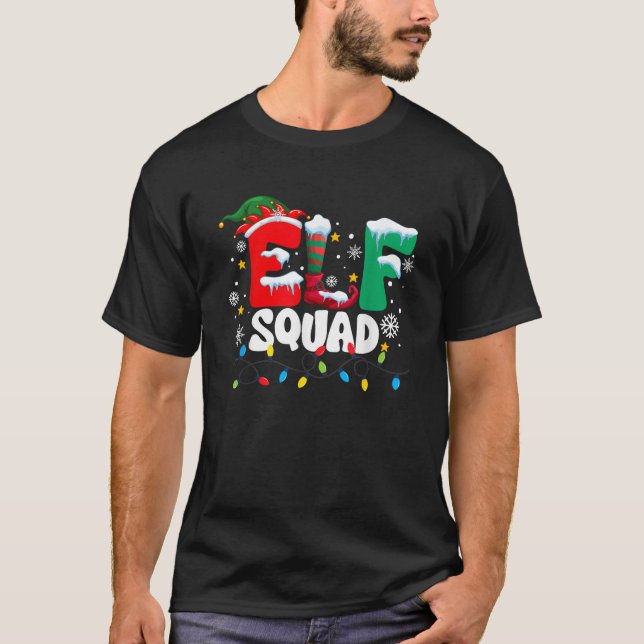 Elf Squad Christmas Family Group Matching Pyjamas  T-Shirt (Front)