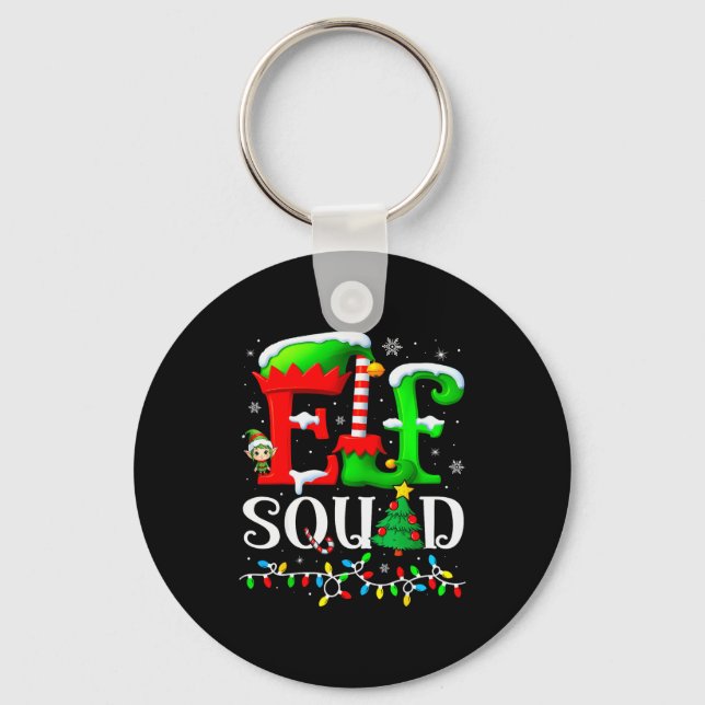 Elf Squad Christmas Family Matching Pajamas Elf Bo Keychain (Front)