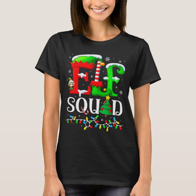Elf Squad Christmas Family Matching Pajamas Elf Bo T-Shirt (Front)