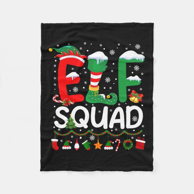 Elf Squad Christmas Family Matching Pyjamas Kids F Fleece Blanket (Front)