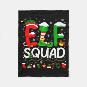 Elf Squad Christmas Family Matching Xmas Elf Pajam Fleece Blanket