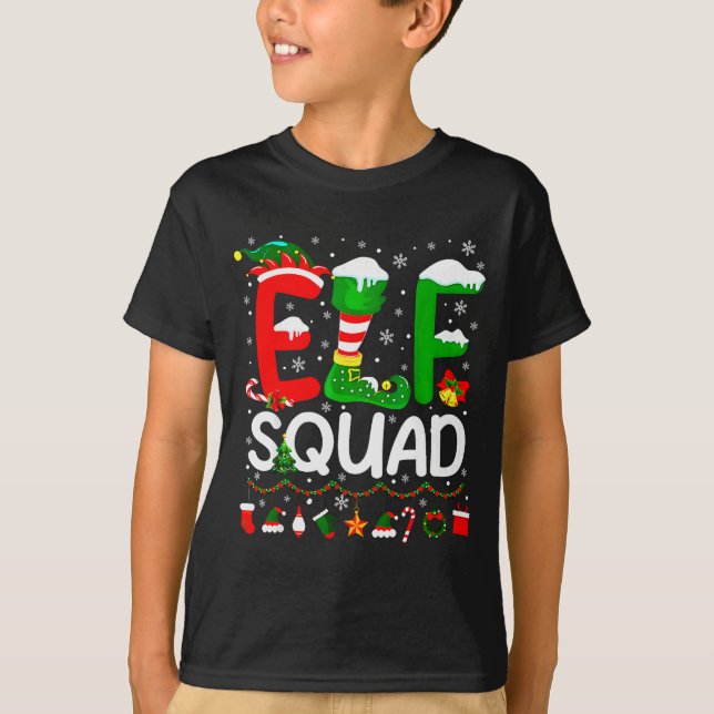 Elf Squad Christmas Family Matching Xmas Elf Pajam T-Shirt (Front)