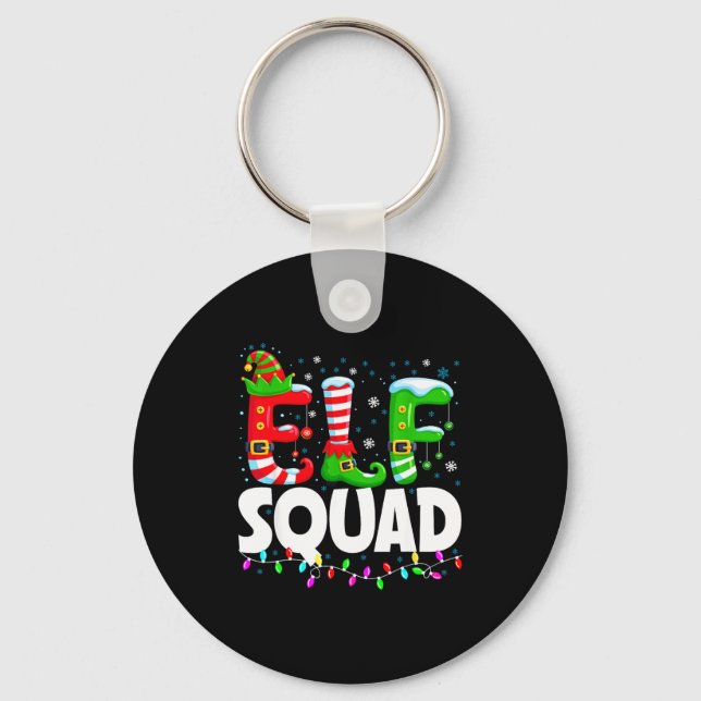 Elf Squad Christmas Family Matching Xmas Pajamas  Keychain (Front)
