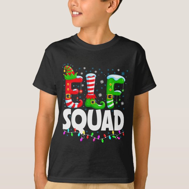 Elf Squad Christmas Family Matching Xmas Pajamas  T-Shirt (Front)