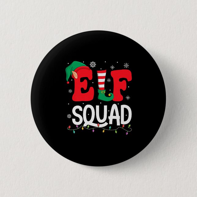 Elf Squad Christmas Matching Family Group Elf Xmas 2 Inch Round Button (Front)