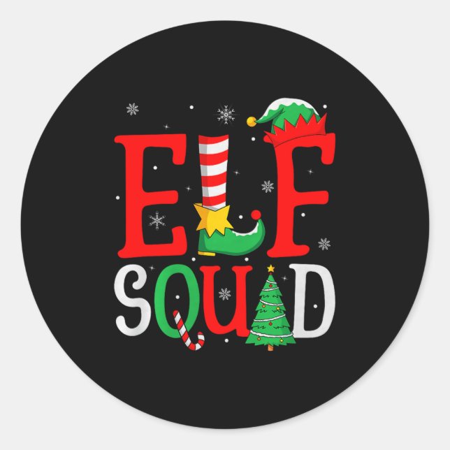 Elf Squad Christmas Matching Family Group Elf Xmas Classic Round Sticker (Front)