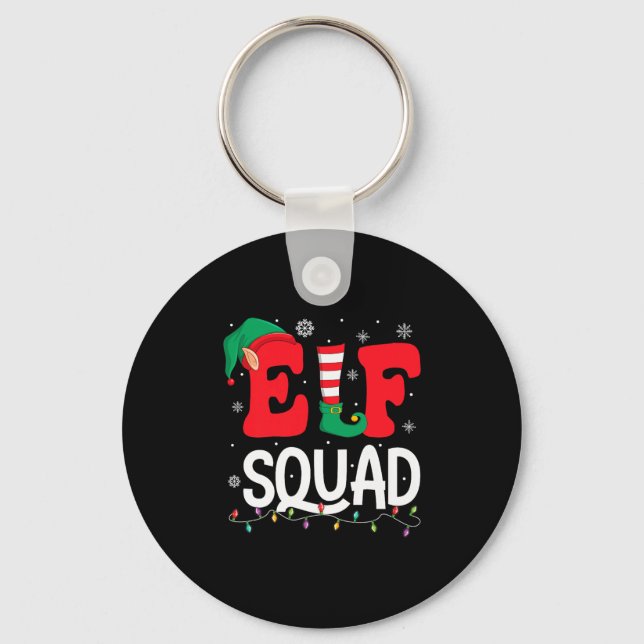 Elf Squad Christmas Matching Family Group Elf Xmas Keychain (Front)