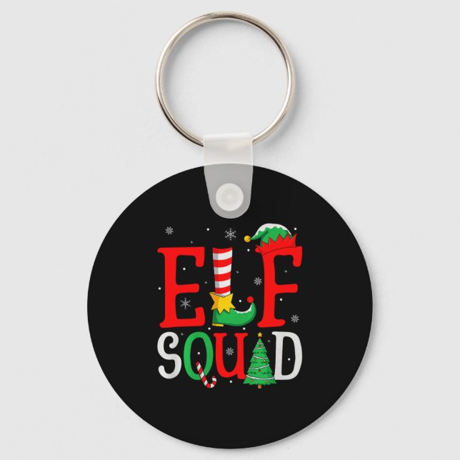 Elf Squad Christmas Matching Family Group Elf Xmas Keychain (Front)