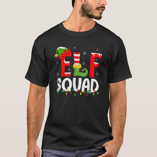 Elf Squad Christmas Pyjamas Matching Family Men Wo T-Shirt (Front)