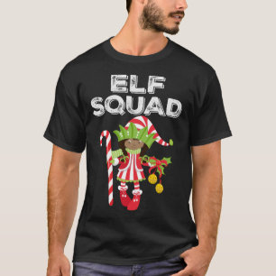 Elf Squad Cute Girl African American Xmas Matching T-Shirt