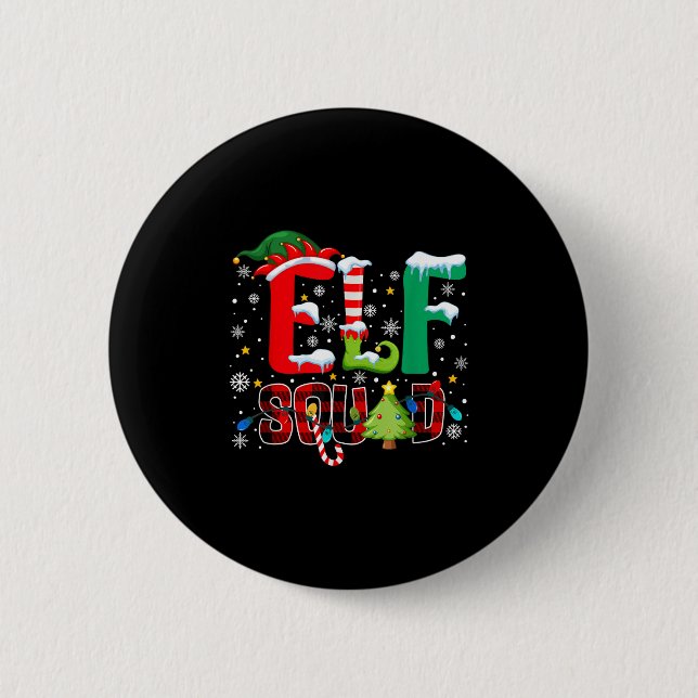 Elf Squad Family Christmas Matching Xmas Pyjamas B 2 Inch Round Button (Front)