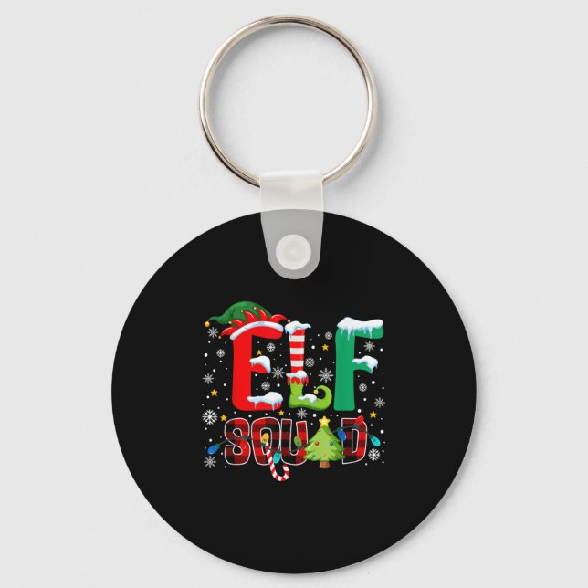 Elf Squad Family Christmas Matching Xmas Pyjamas B Keychain (Front)
