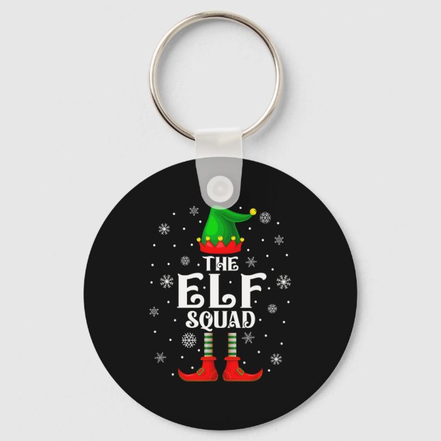 Elf Squad Family Matching Xmas Funny Christmas Vib Keychain (Front)