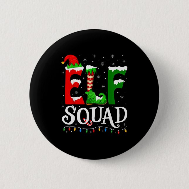 Elf Squad Funny Christmas Family Pajamas  2 Inch Round Button (Front)