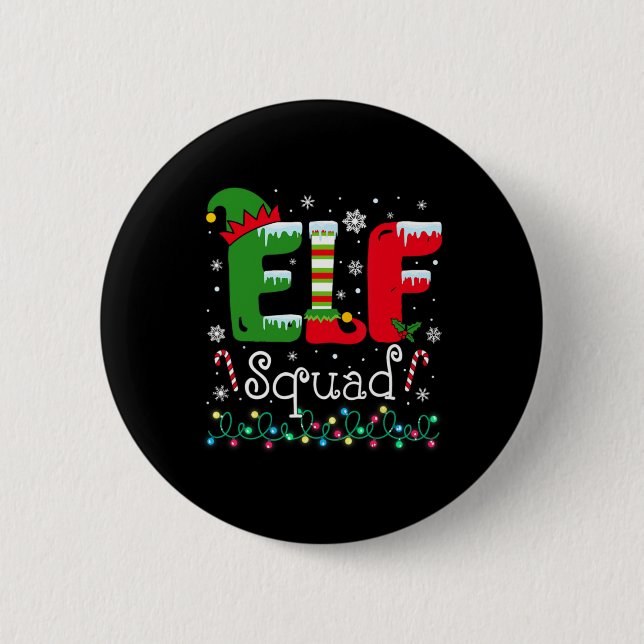 Elf Squad Funny Elf Family Christmas Matching Paja 2 Inch Round Button (Front)