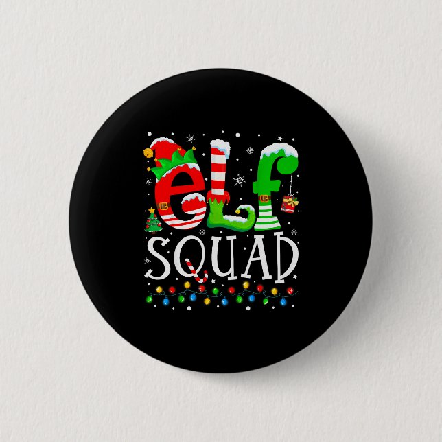 Elf Squad Funny Elf Family Christmas Matching Paja 2 Inch Round Button (Front)