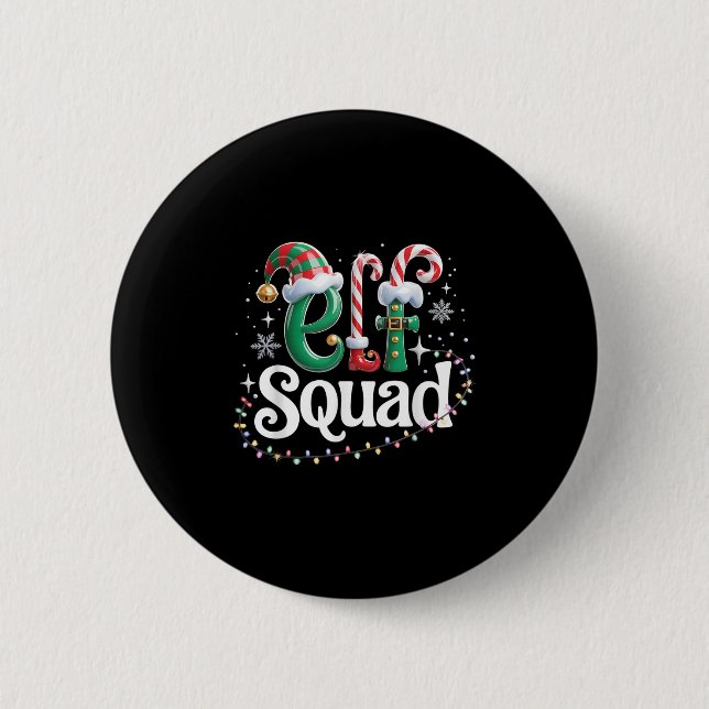 Elf Squad Funny Elf Family Christmas Matching Paja 2 Inch Round Button (Front)