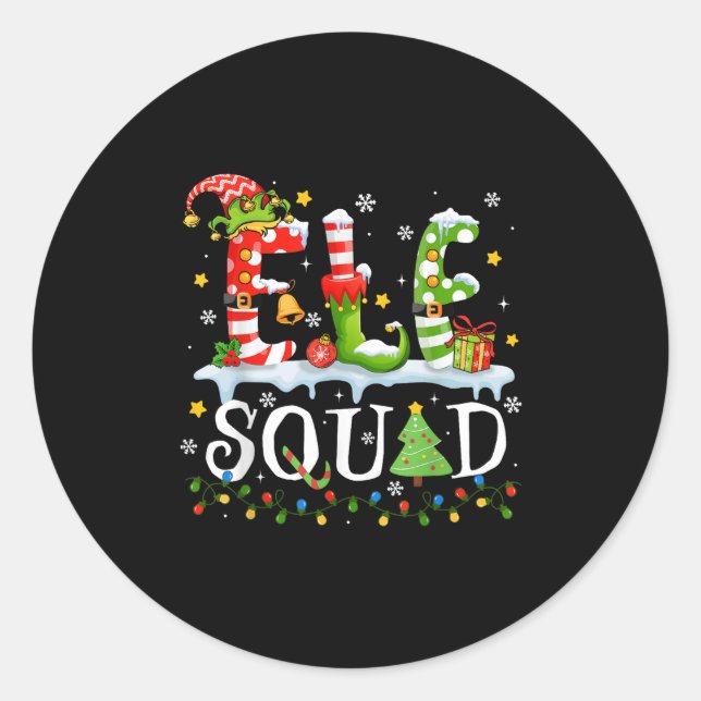 Elf Squad Funny Elf Family Christmas Matching Paja Classic Round Sticker (Front)