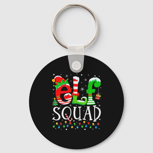 Elf Squad Funny Elf Family Christmas Matching Paja Keychain (Front)